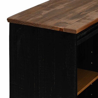 Dressoir HALDEN met schuifdeur 80x40x80 cm massief hout zwart
