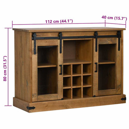 Dressoir HALDEN 2 schuifdeuren 112x40x80 cm massief hout