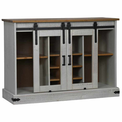 Dressoir HALDEN 2 schuifdeuren 112x40x80 cm massief hout wit