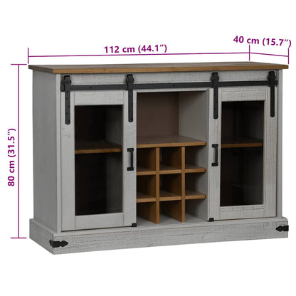 Dressoir HALDEN 2 schuifdeuren 112x40x80 cm massief hout wit