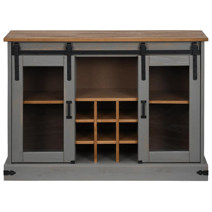 Dressoir HALDEN 2 schuifdeuren 112x40x80 cm massief hout grijs