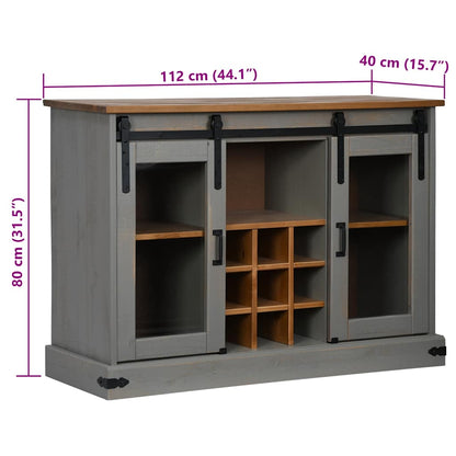 Dressoir HALDEN 2 schuifdeuren 112x40x80 cm massief hout grijs