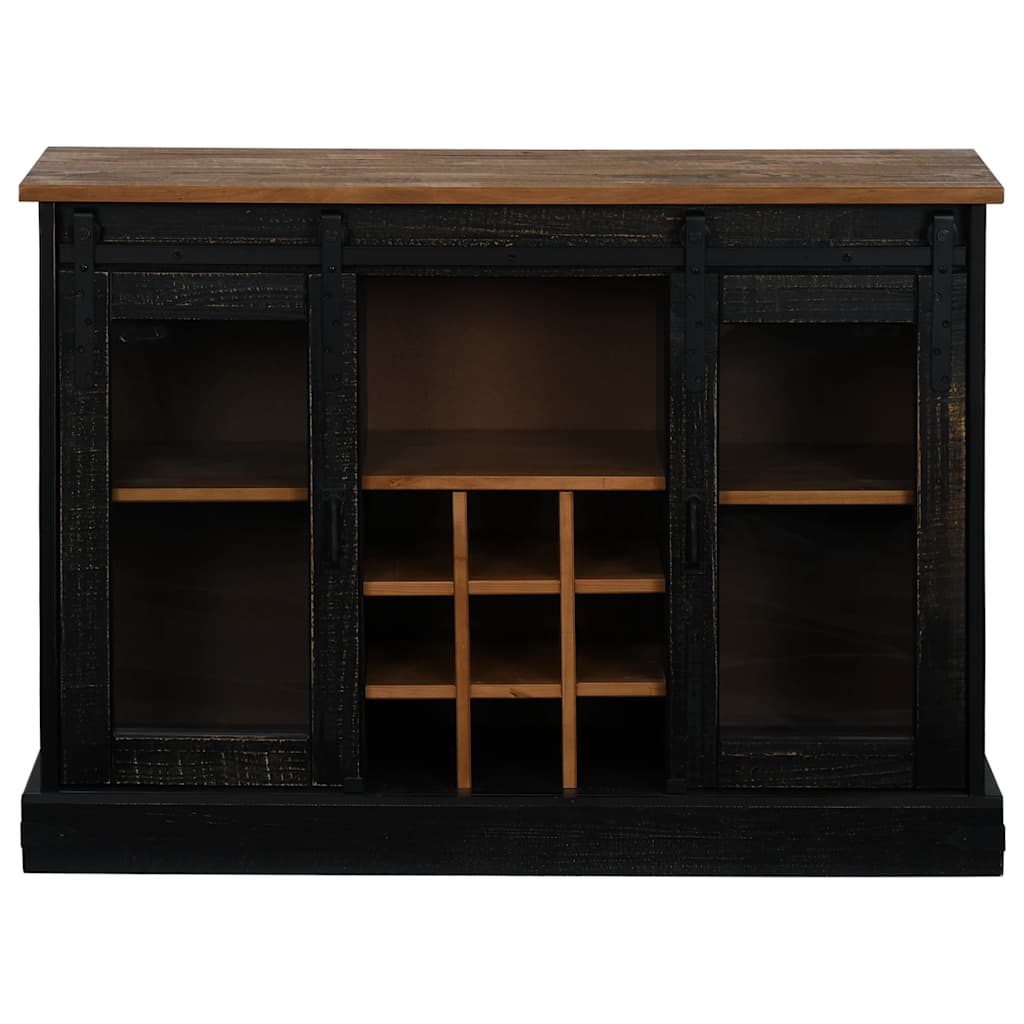 Dressoir HALDEN 2 schuifdeuren 112x40x80 cm massief hout zwart