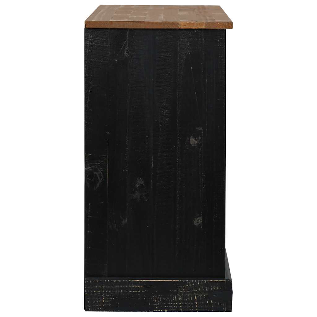 Dressoir HALDEN 2 schuifdeuren 112x40x80 cm massief hout zwart