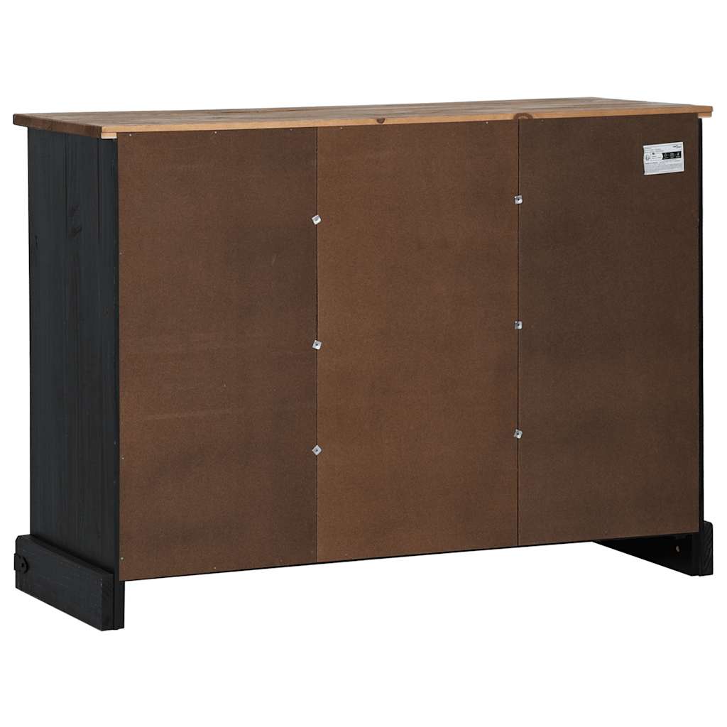 Dressoir HALDEN 2 schuifdeuren 112x40x80 cm massief hout zwart