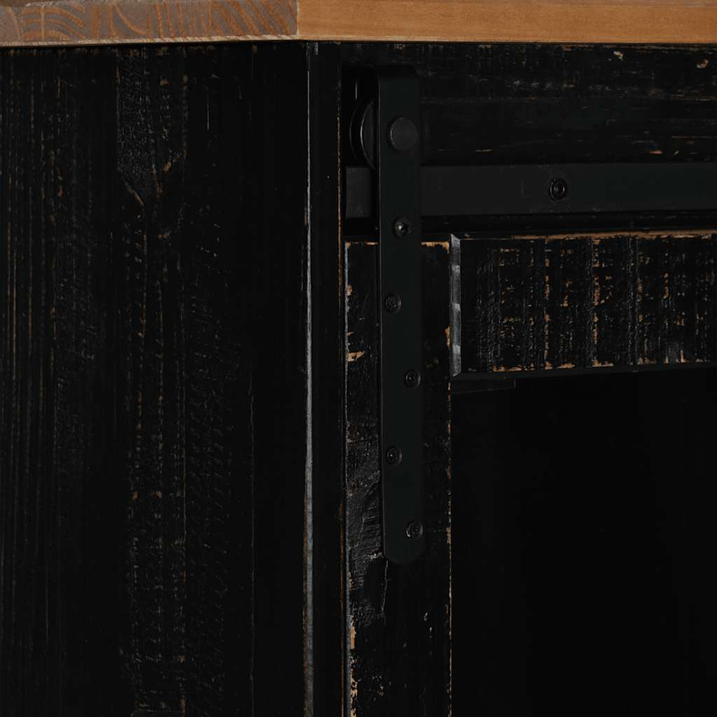 Dressoir HALDEN 2 schuifdeuren 112x40x80 cm massief hout zwart