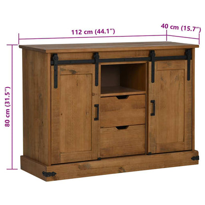 Dressoir HALDEN 2 schuifdeuren 112x40x80 cm massief hout