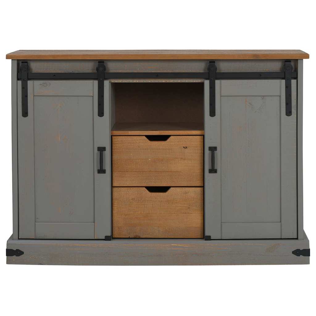 Dressoir HALDEN 2 schuifdeuren 112x40x80 cm massief hout grijs