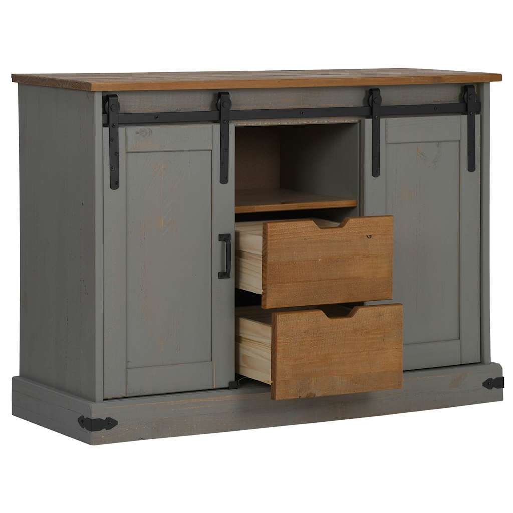 Dressoir HALDEN 2 schuifdeuren 112x40x80 cm massief hout grijs