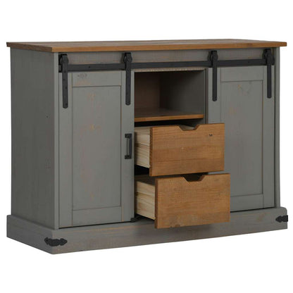 Dressoir HALDEN 2 schuifdeuren 112x40x80 cm massief hout grijs
