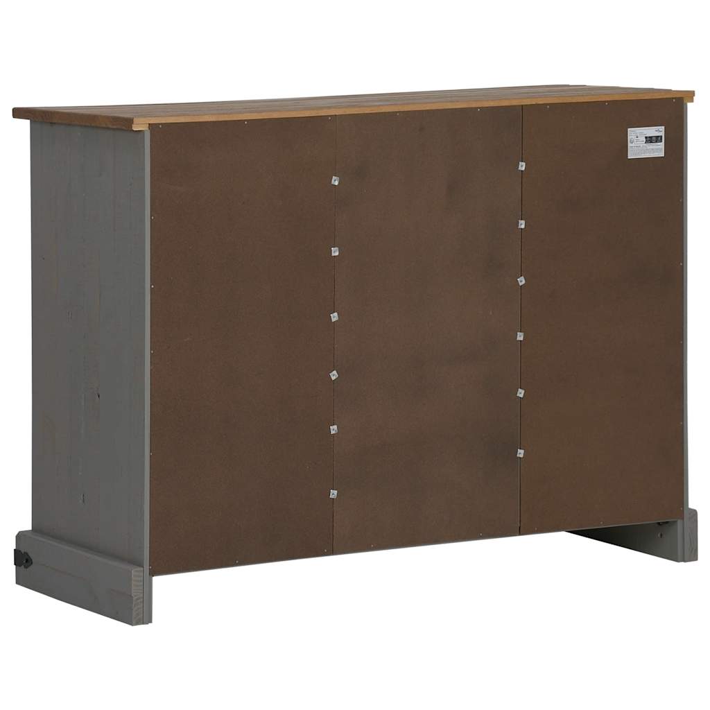 Dressoir HALDEN 2 schuifdeuren 112x40x80 cm massief hout grijs