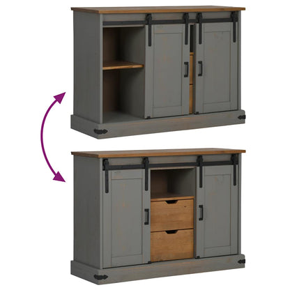 Dressoir HALDEN 2 schuifdeuren 112x40x80 cm massief hout grijs