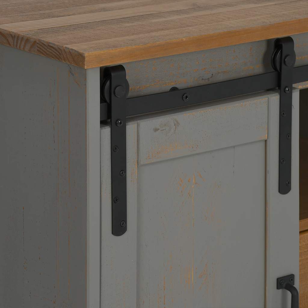 Dressoir HALDEN 2 schuifdeuren 112x40x80 cm massief hout grijs