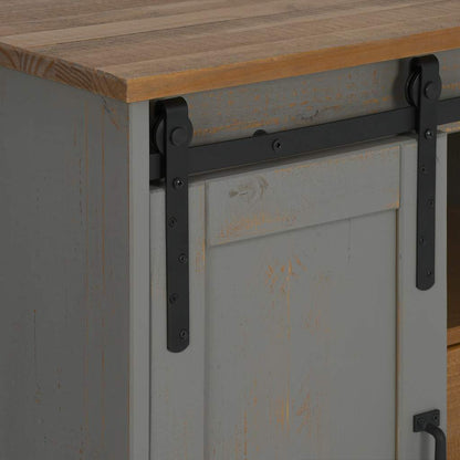 Dressoir HALDEN 2 schuifdeuren 112x40x80 cm massief hout grijs
