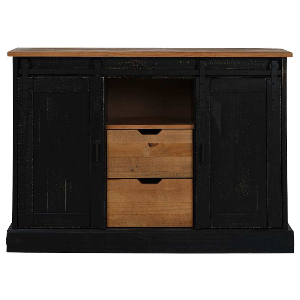 Dressoir HALDEN 2 schuifdeuren 112x40x80 cm massief hout zwart