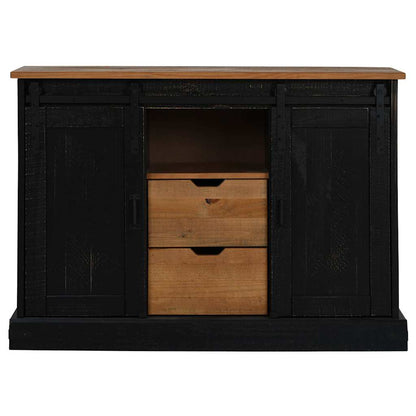 Dressoir HALDEN 2 schuifdeuren 112x40x80 cm massief hout zwart