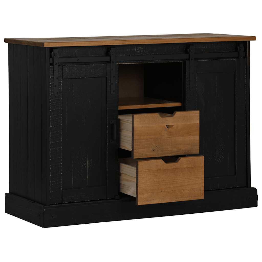 Dressoir HALDEN 2 schuifdeuren 112x40x80 cm massief hout zwart