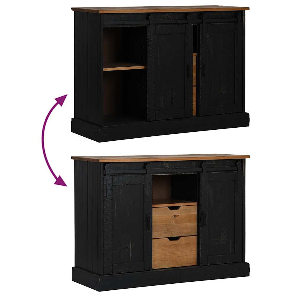 Dressoir HALDEN 2 schuifdeuren 112x40x80 cm massief hout zwart