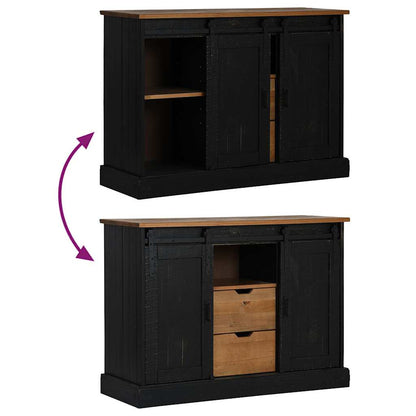 Dressoir HALDEN 2 schuifdeuren 112x40x80 cm massief hout zwart