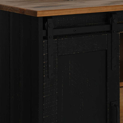 Dressoir HALDEN 2 schuifdeuren 112x40x80 cm massief hout zwart