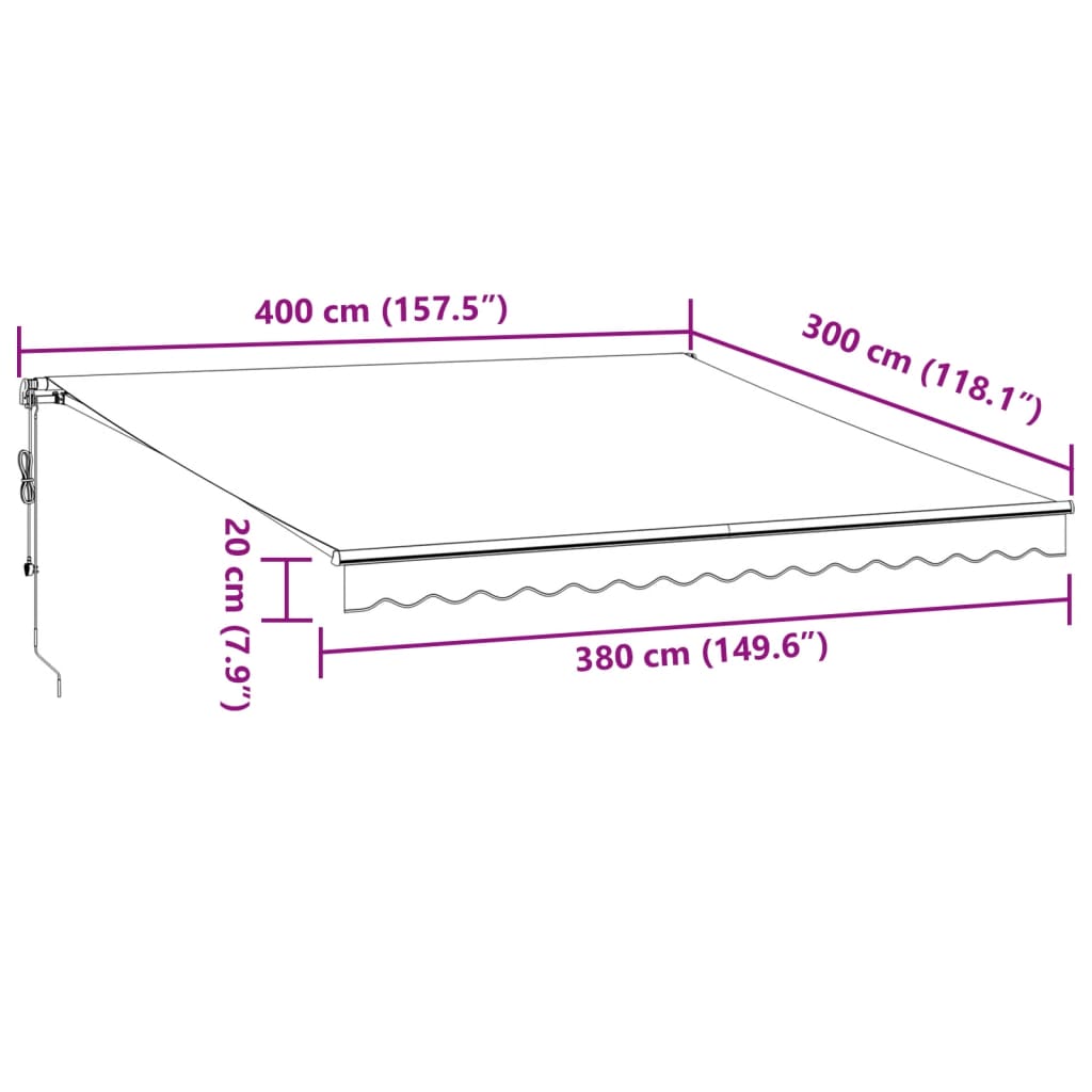 Luifel automatisch uittrekbaar 400x300 cm bordeauxrood