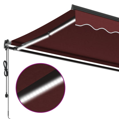 Luifel automatisch uittrekbaar met LED's 450x300 cm bordeaux