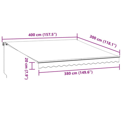 Luifel handmatig uittrekbaar met LED's 400x300 cm bruin