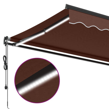 Luifel automatisch uittrekbaar met LED's 500x300 cm bruin
