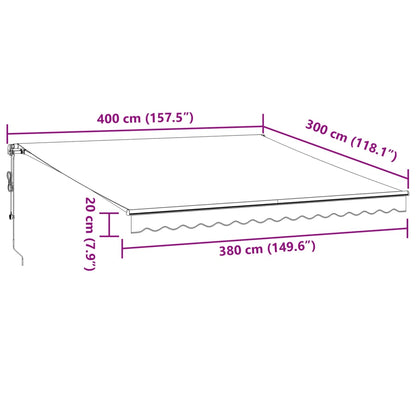 Luifel automatisch uittrekbaar 400x300 cm antracietkleur en wit