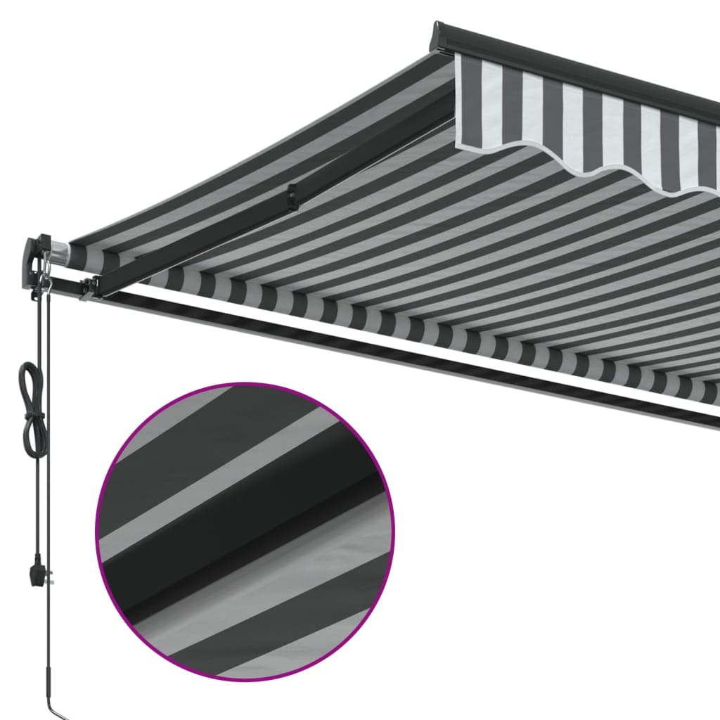 Luifel automatisch uittrekbaar 450x300 cm antracietkleur en wit