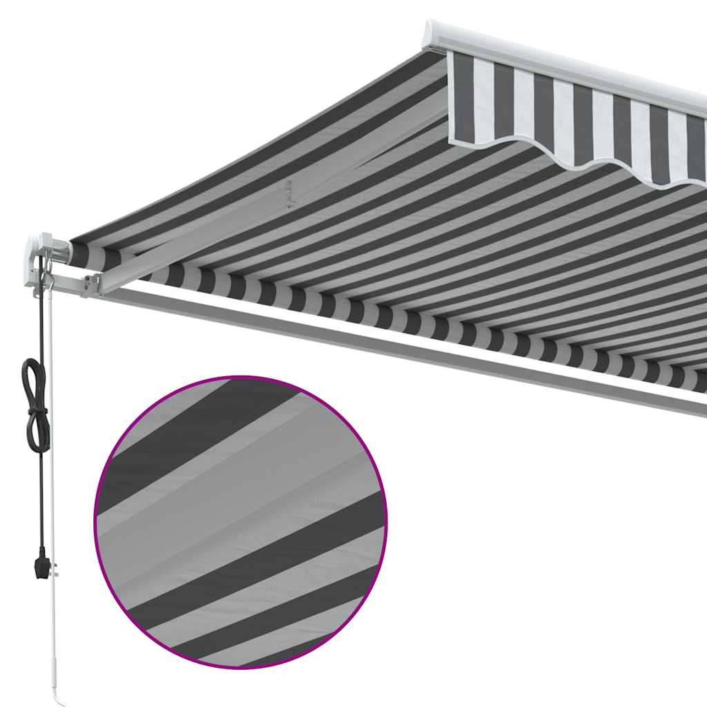 Luifel automatisch uittrekbaar 600x300 cm antracietkleur en wit