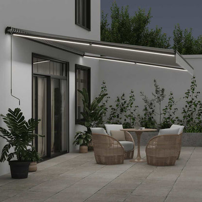 Luifel handmatig uittrekbaar en LED 600x300 cm antraciet en wit