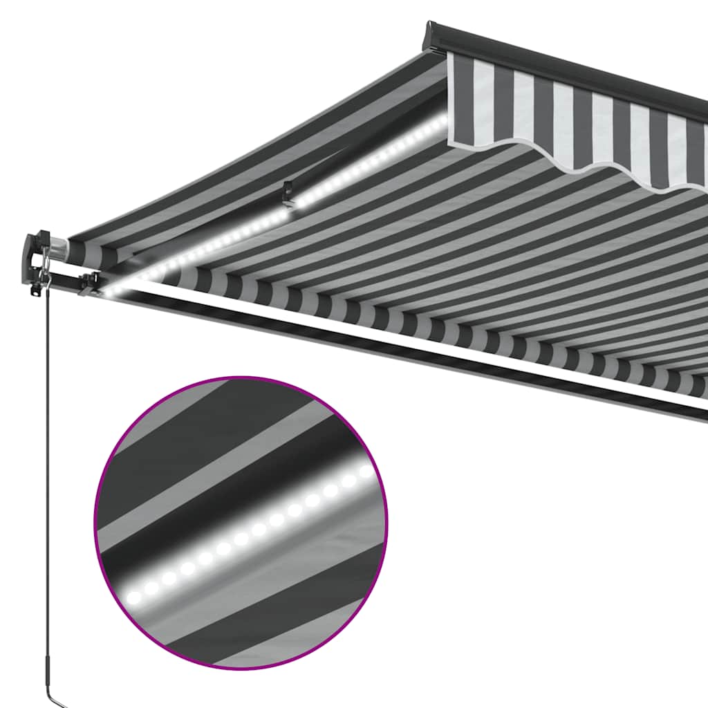 Luifel handmatig uittrekbaar en LED 600x300 cm antraciet en wit