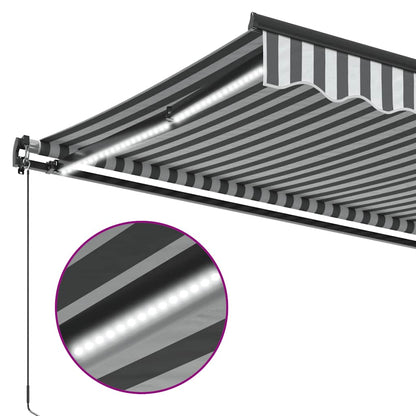 Luifel handmatig uittrekbaar en LED 600x300 cm antraciet en wit