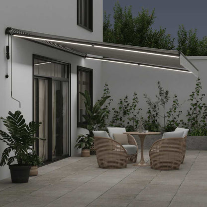 Luifel automatisch uittrekbaar LED 600x300 cm antraciet en wit