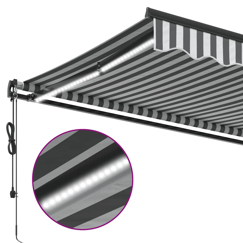Luifel automatisch uittrekbaar LED 600x300 cm antraciet en wit