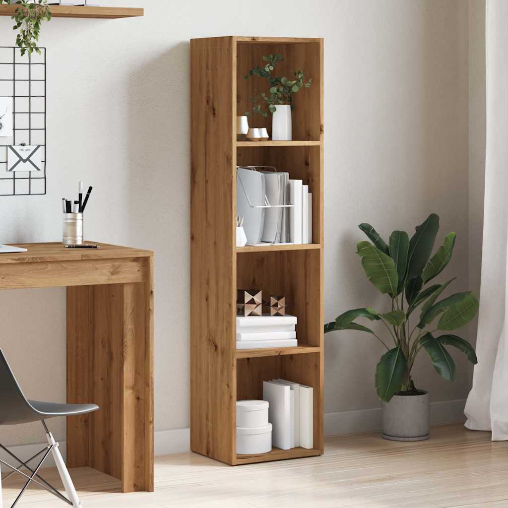 Boekenkast 36x30x143 cm bewerkt hout artisanaal eikenkleur