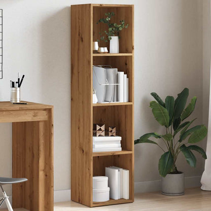 Boekenkast 36x30x143 cm bewerkt hout artisanaal eikenkleur