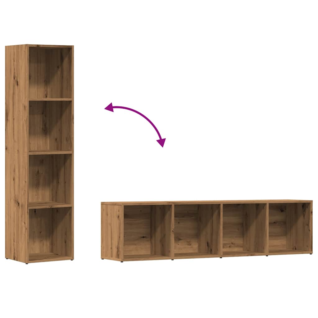 Boekenkast 36x30x143 cm bewerkt hout artisanaal eikenkleur