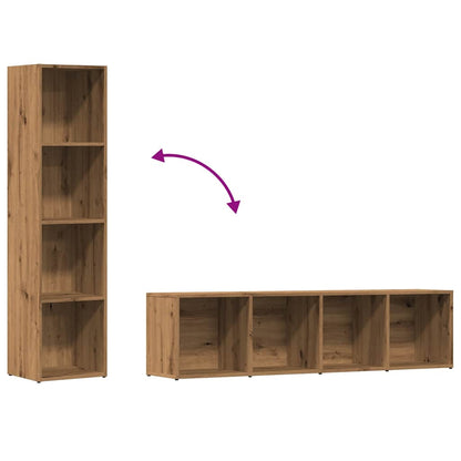 Boekenkast 36x30x143 cm bewerkt hout artisanaal eikenkleur