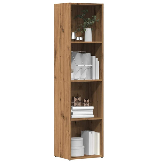 Boekenkast 36x30x143 cm bewerkt hout artisanaal eikenkleur