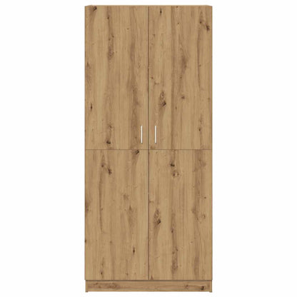 Kledingkast 80x52x180 cm bewerkt hout artisanaal eikenkleurig