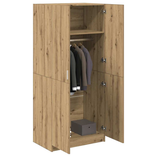 Kledingkast 80x52x180 cm bewerkt hout artisanaal eikenkleurig