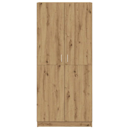 Kledingkast 90x52x200 cm bewerkt hout artisanaal eikenkleur