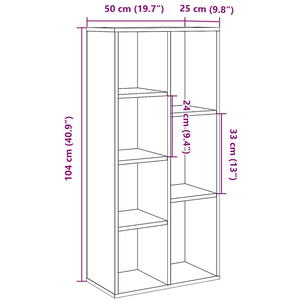 Boekenkast 50x25x104 cm oud houtkleurig