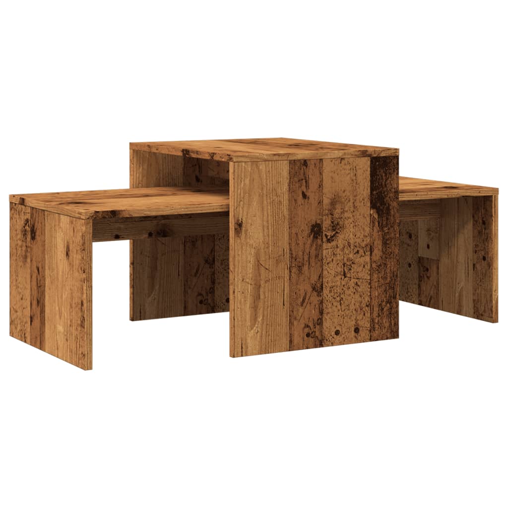 Salontafelset 100x48x40 cm bewerkt hout oud houtkleurig