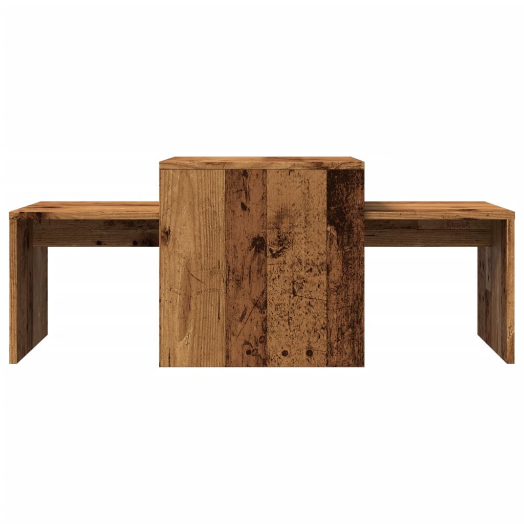 Salontafelset 100x48x40 cm bewerkt hout oud houtkleurig
