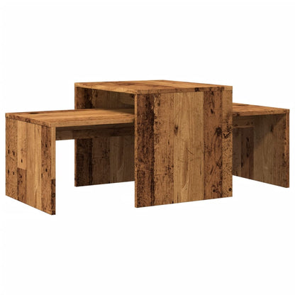 Salontafelset 100x48x40 cm bewerkt hout oud houtkleurig