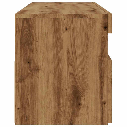 Tv-meubel met LED 120x35x40 cm bewerkt hout artisanaal eiken