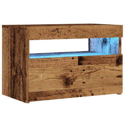Tv-meubel met LED 60x35x40 cm bewerkt hout oud hout